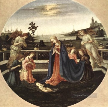 Adoración del Niño 1480 Christian Filippino Lippi Pinturas al óleo